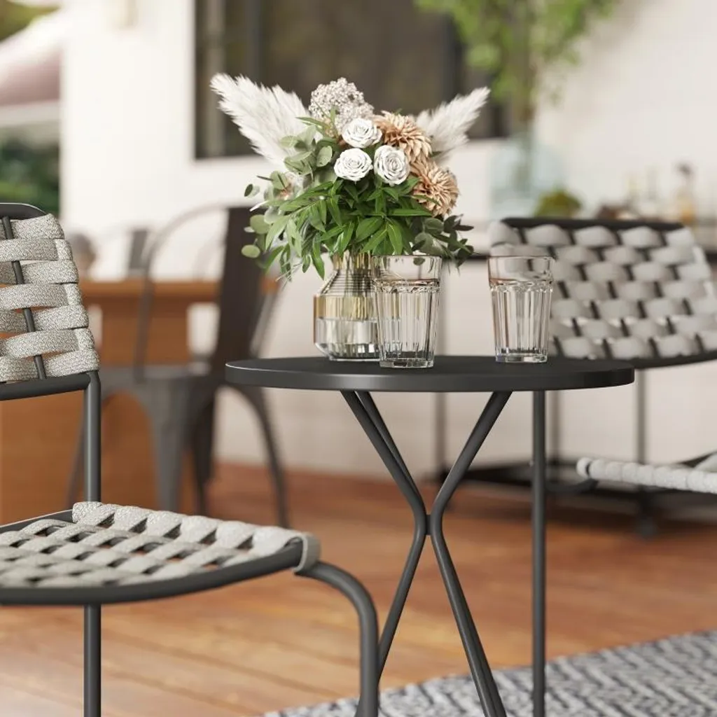 Ensemble jardin en polyrotin résistant aux intempéries et chaises empilables - 8