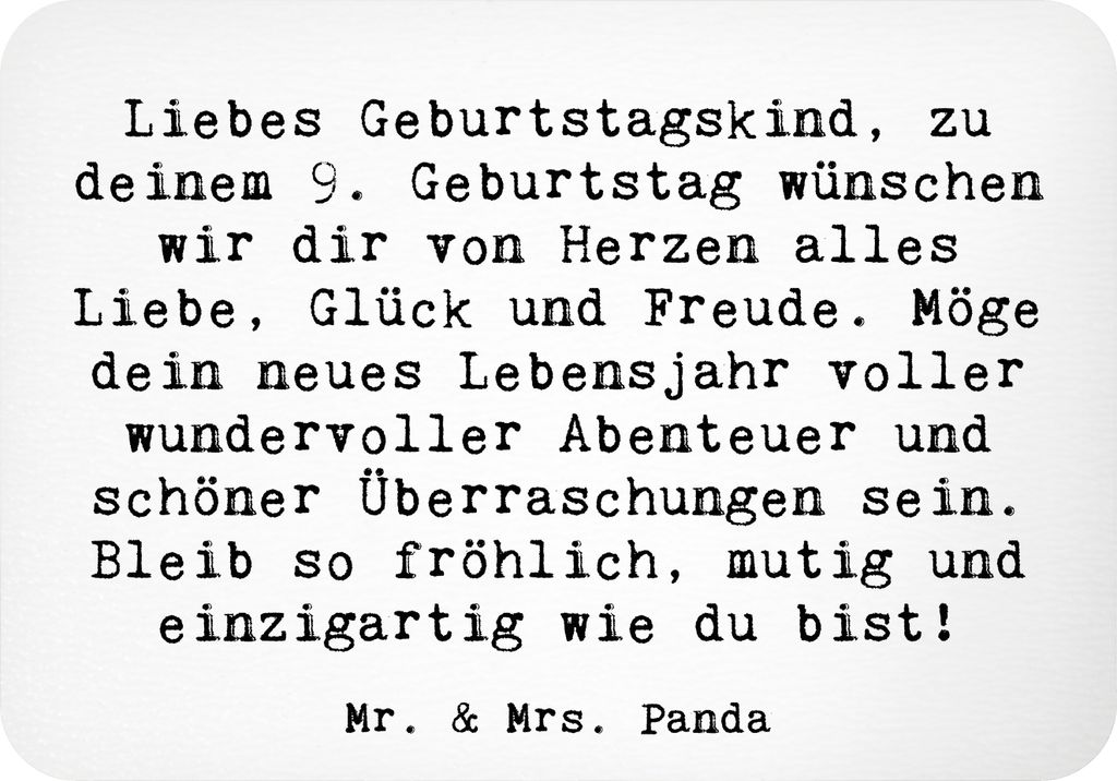 Mr. & Mrs. Panda Kühlschrankmagnet Spruch 9. Geburtstag Glück - Weiß - Geschenk, Kindergeburtstag, Pinnwandmagnet, Happy Birthday, Geburtstagsto...