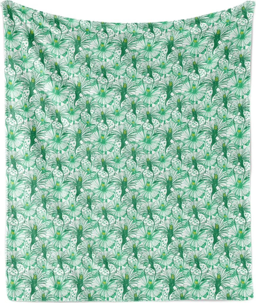 Plaid Estetico Botanico ABAKUHAUS - Coperta Morbida Verde Felce