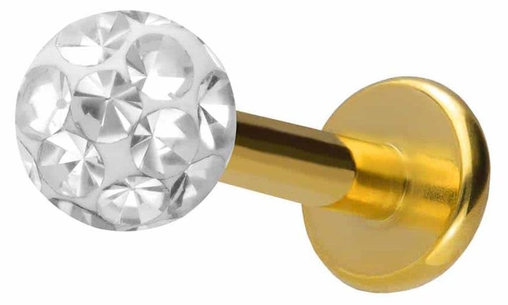 Ohrpiercing, Nasenpiercing Titan Labret mit Innengewinde EPOXY-KUGEL Gold Stablänge: 8mm + Stabstärke: 1,6mm + Kugelgröße: 3mm