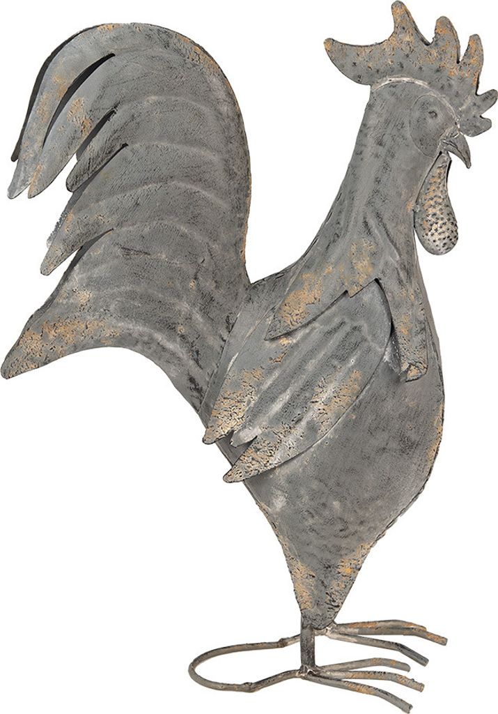 Clayre & Eef Gartendekoration Hahn 30x14x40 cm Grau Metall