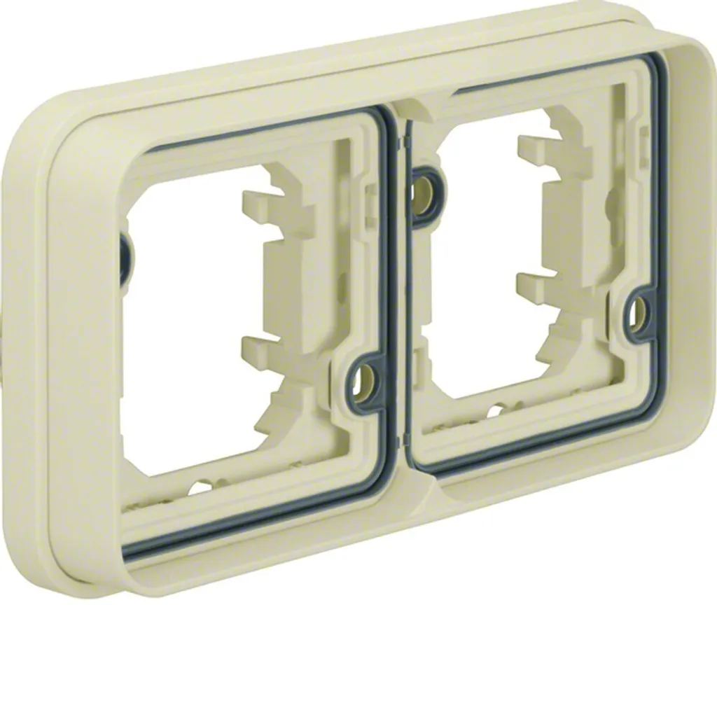 Cadre 2 gang blanc horizontal pour interrupteur et prise double