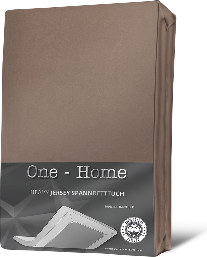 Boxspringbett Spannbettlaken taupe 140x200 - 160x220 cm Heavy Jersey Baumwolle