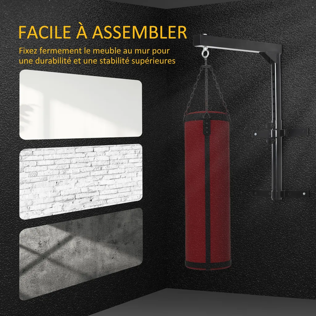 Support de Boxe Robuste en Acier HOMCOM - Hauteur Ajustable Max 100kg - 3
