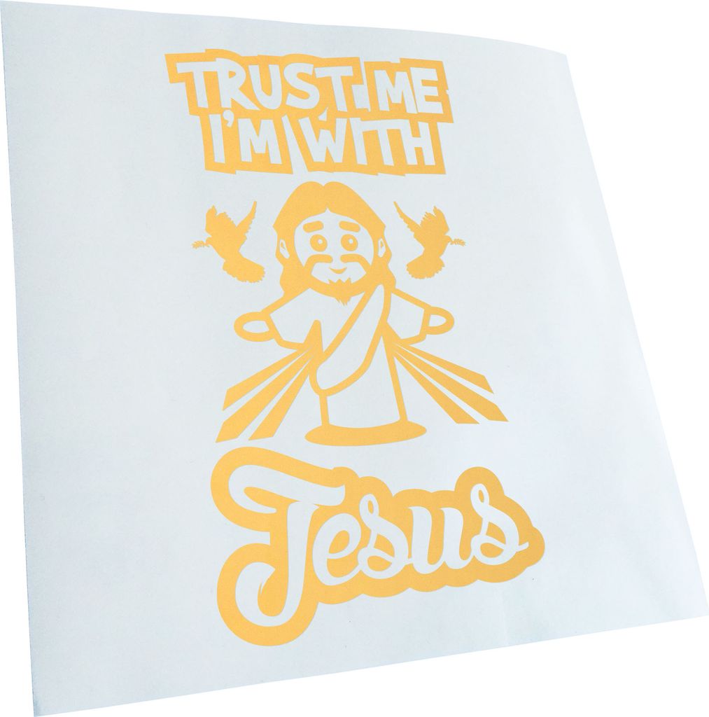 Kiwistar - Autoaufkleber - Trust me im with jesus - Creme - 24x13cm - Aufkleber für Auto, Laptop, Fahrrad, LKW, Motorrad mehrfarbig JDM Decal Racing