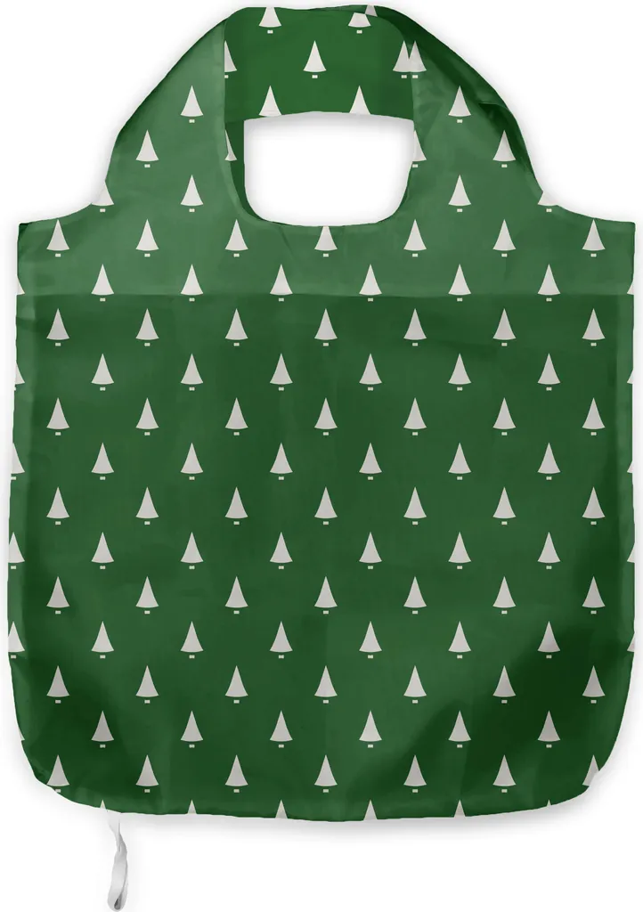 Tote Bag Natalizia ABAKUHAUS Chic - Campanellini Verde e Bianco in Tessuto