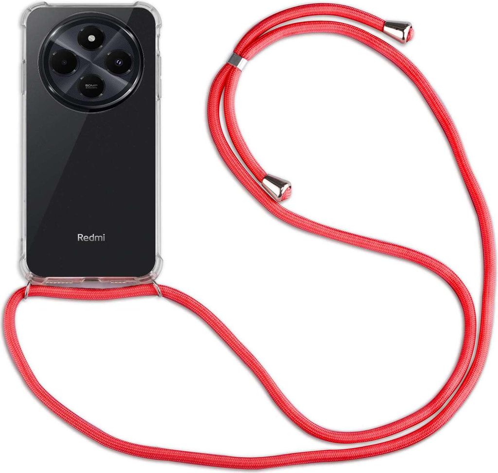 Handykett für Xiaomi Redmi 14C / Poco C75 Hülle mit Kordel Handyhülle mit Band in Rot