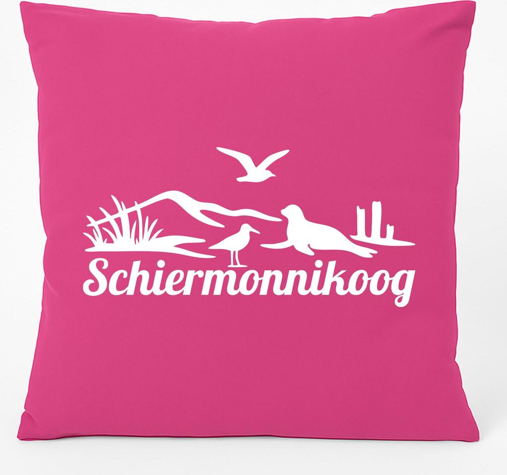 Huuraa Kissen Schiermonnikoog Niederlande 40x40cm mit Füllung Fuchsia Baumwolle Dekokissen Geschenkidee