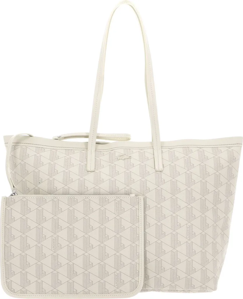 Grand Sac Shopper Lacoste Taupe Beige - Cabas Femme Chic en Toile Mono
