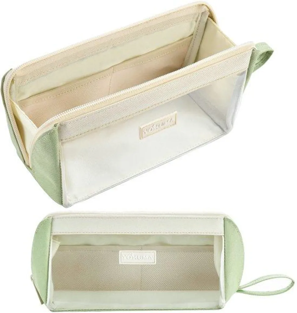 Étui vert transparent grande capacité pour fournitures scolaires