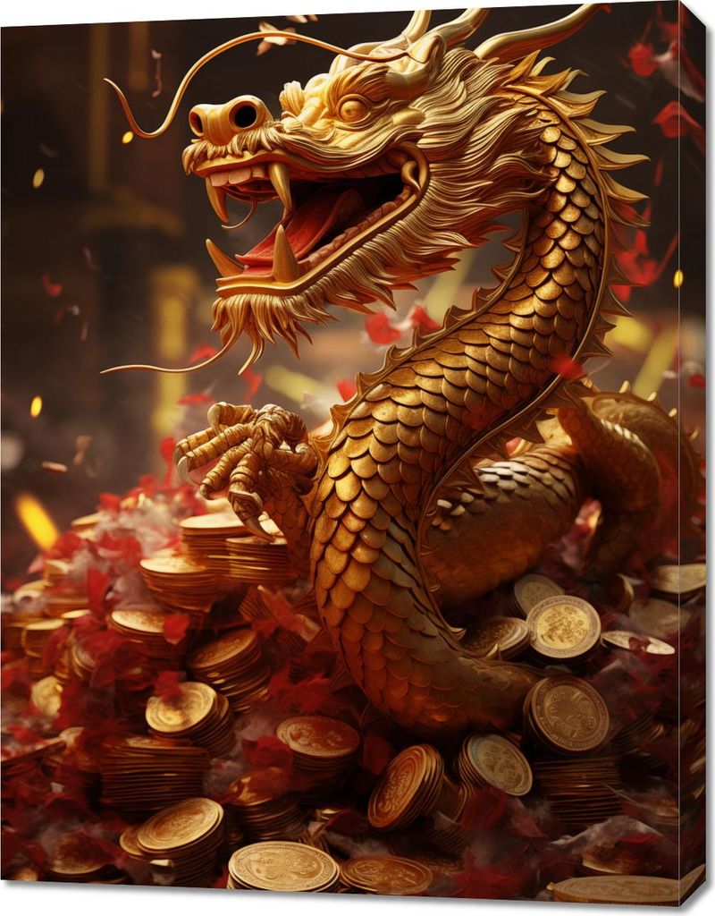 Bild 70x90cm Drache des Reichtums