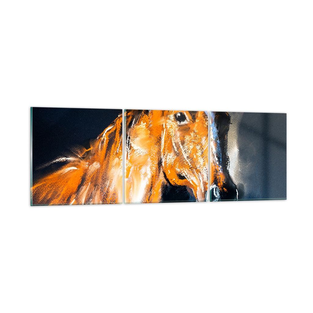 Bilder auf glas - Pferd Natur Tier - 150x50cm - Glasbilder - Wandbilder - Kunstdruck - zum Aufhängen bereit - Wanddekoration aus Glas - Glas Bilde...