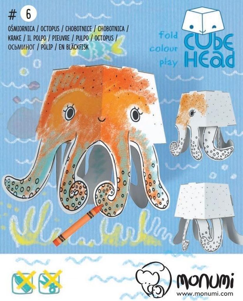 "Ośmiornica" kolorowanka-składanka 3D dla dzieci