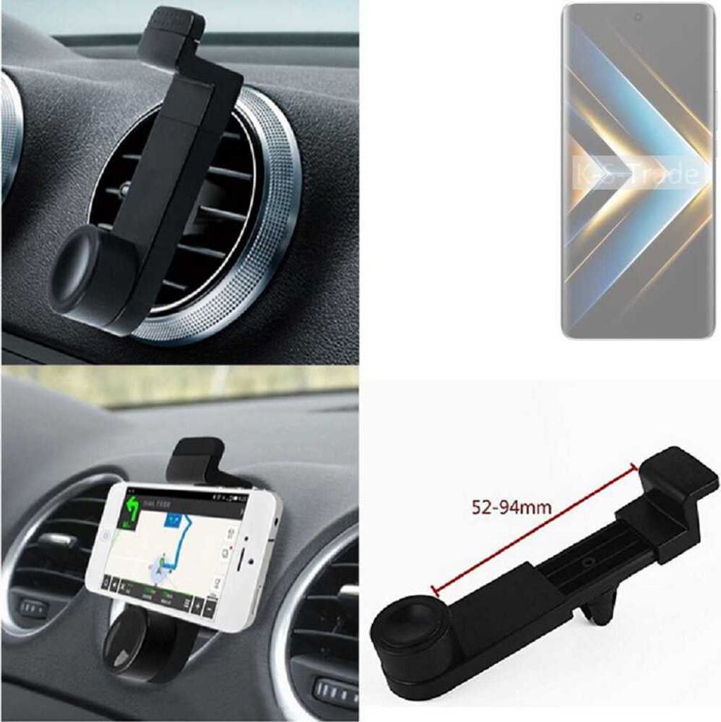 K-S-Trade Lüftungshalterung kompatibel mit Honor X50 GT KFZ-Halterung Autohalterung Handy-halterung Lüftungsgitter Lüftungsschlitze Schwarz