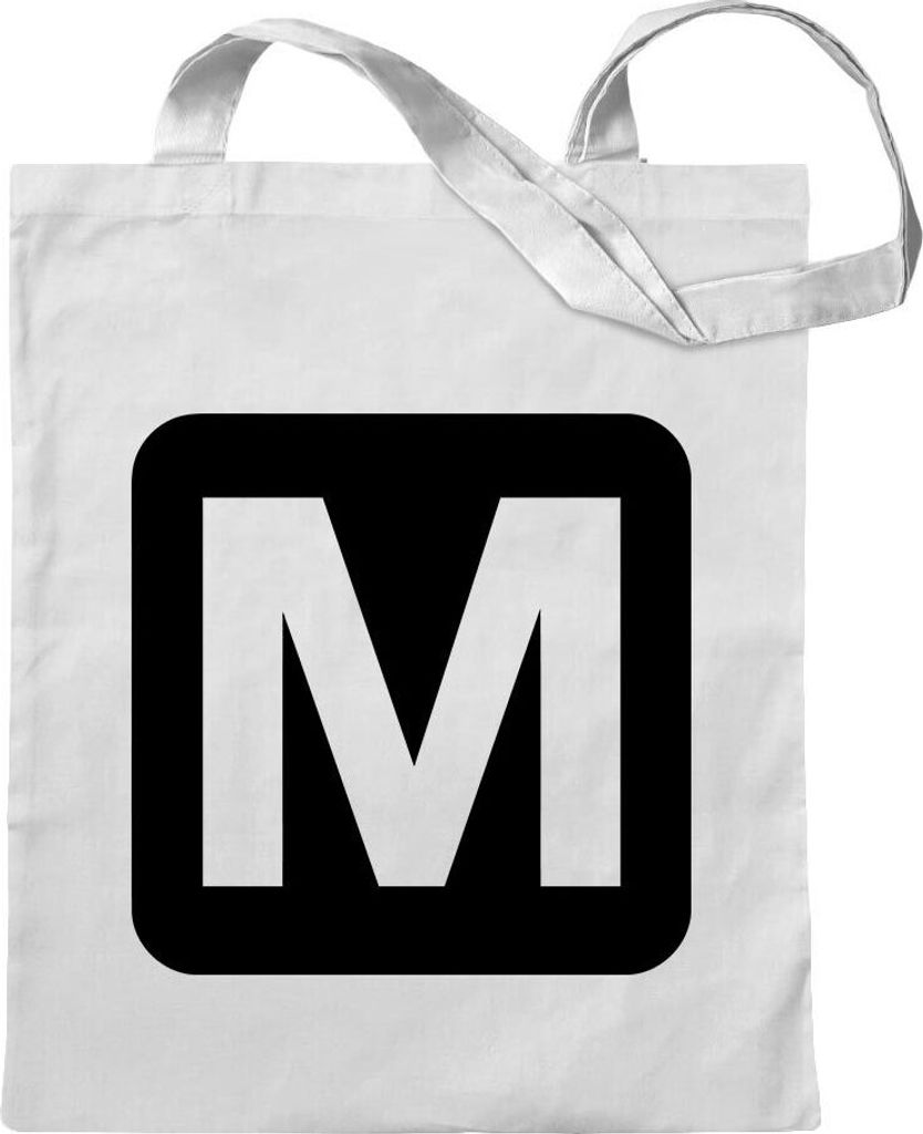 Kiwistar - Baumwolltasche - weiss - Metrostation Haltestelle Pikto - Tragetasche Stoffbeutel Umhängetasche Langer Henkel