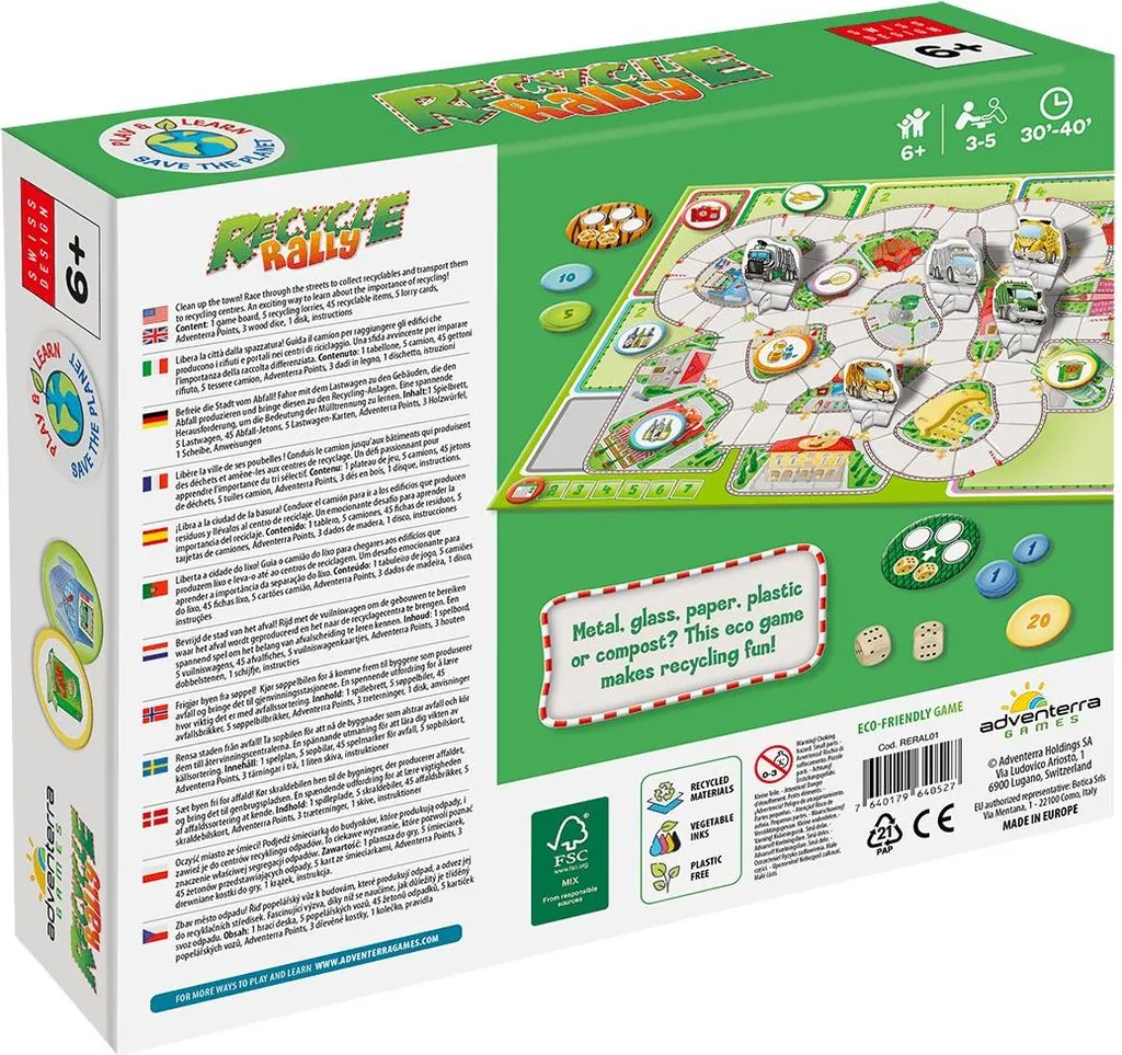 Recycle Rally Adventerra : Jeu de société écologique en carton recyclé