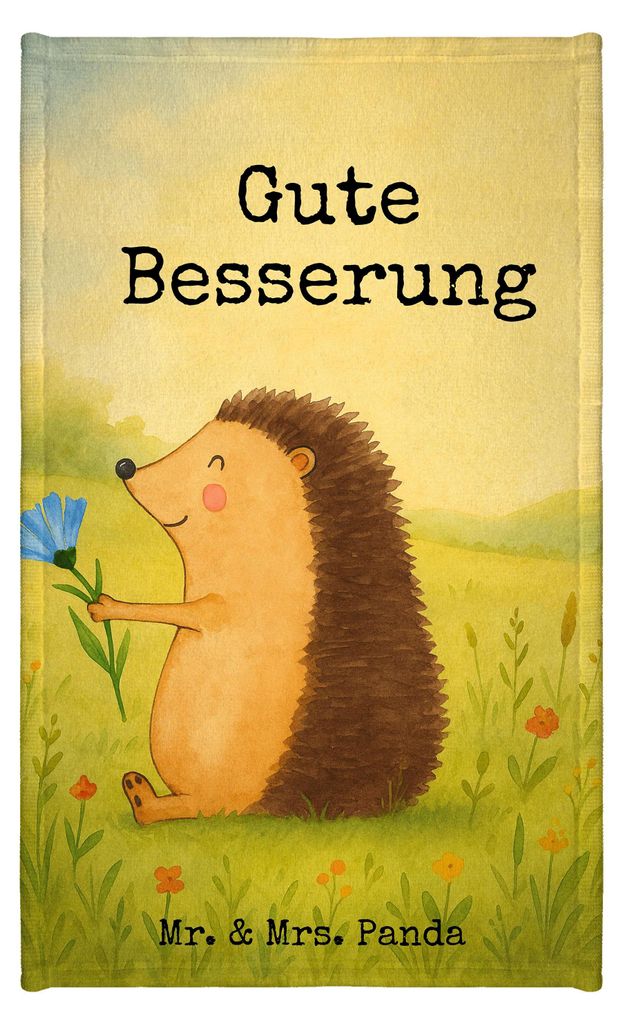 Mr. & Mrs. Panda Frotteehandtuch Igel Blumen Design - Weiß - Geschenk, Krankenhaus, Gute Besserung, Gästehandtuch Badezimmer, Handtuch Klein, 30x...