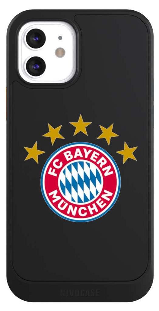 NIVOCASE Hülle für Apple iPhone 12 Handyhülle NIVOcore Case Schwarz FC Bayern München FCB Sterne