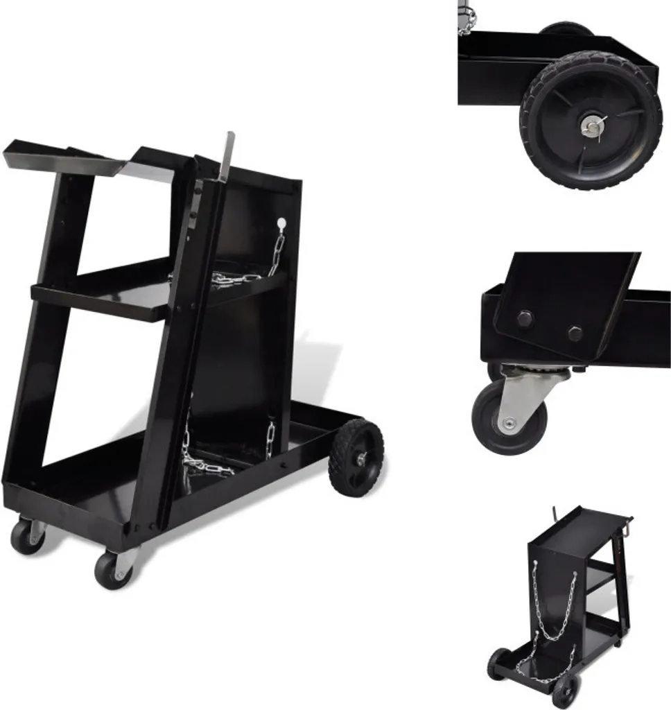 Servante de soudure mobile avec 3 niveaux de rangement pour atelier