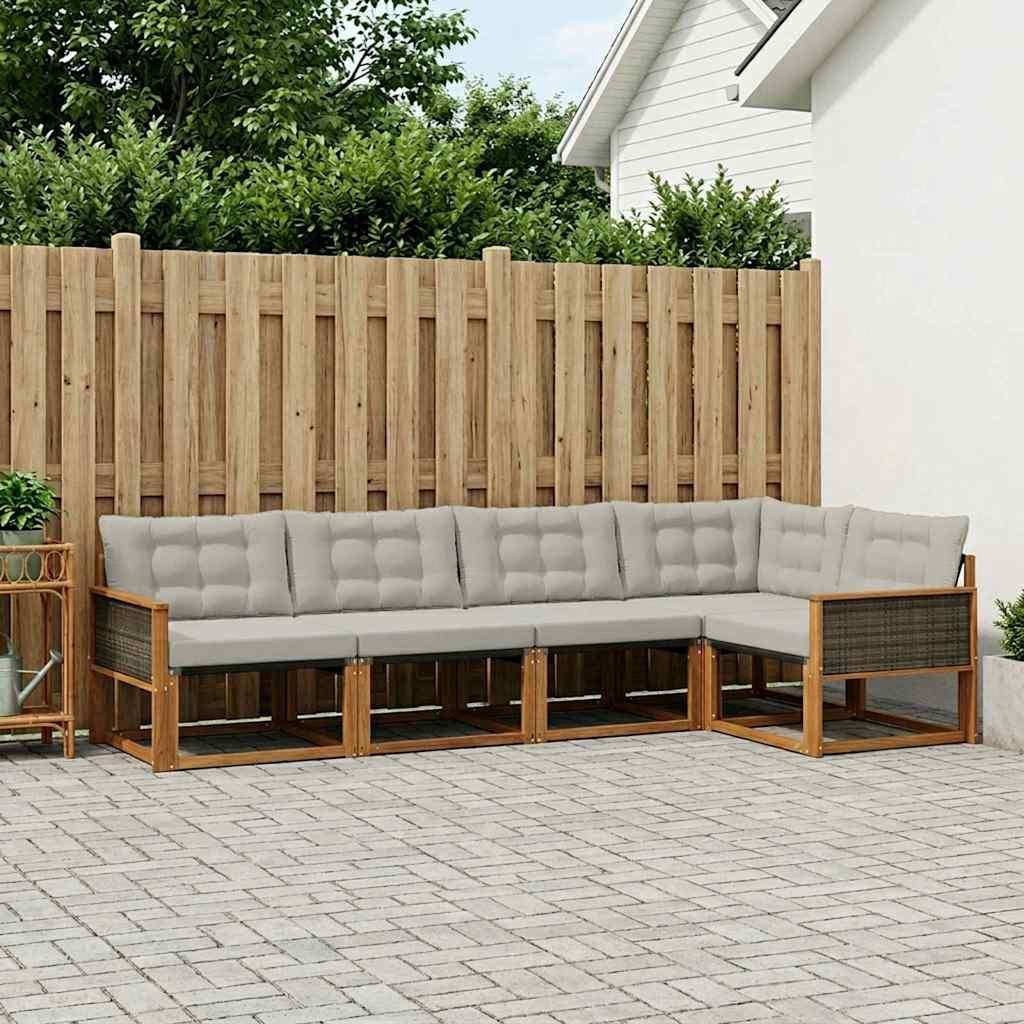 Möbel Outdoor-Sofagarnitur mit Kissen 7 pcs Natürlich und HellgrauGartensofas - Gartensofas c348