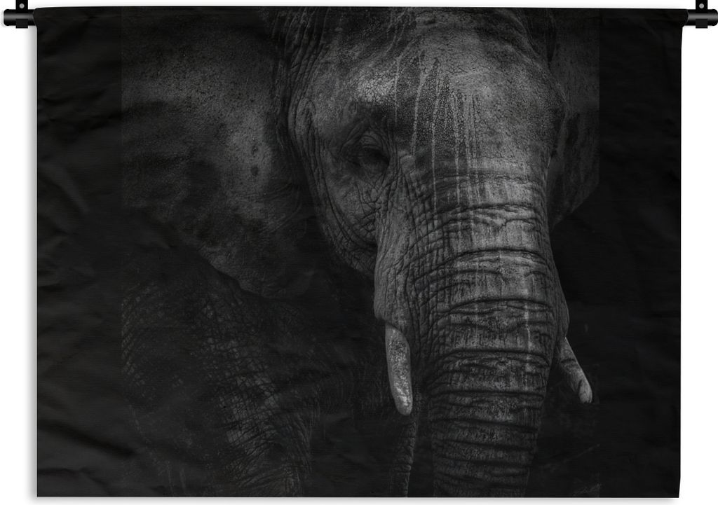 MuchoWow Wandteppich Wandbehang Elefant - Tier - Porträt 90x67.5 cm Tapisserie Dekoration Wandtuch - Fototeppich - Wand-Skulpturen