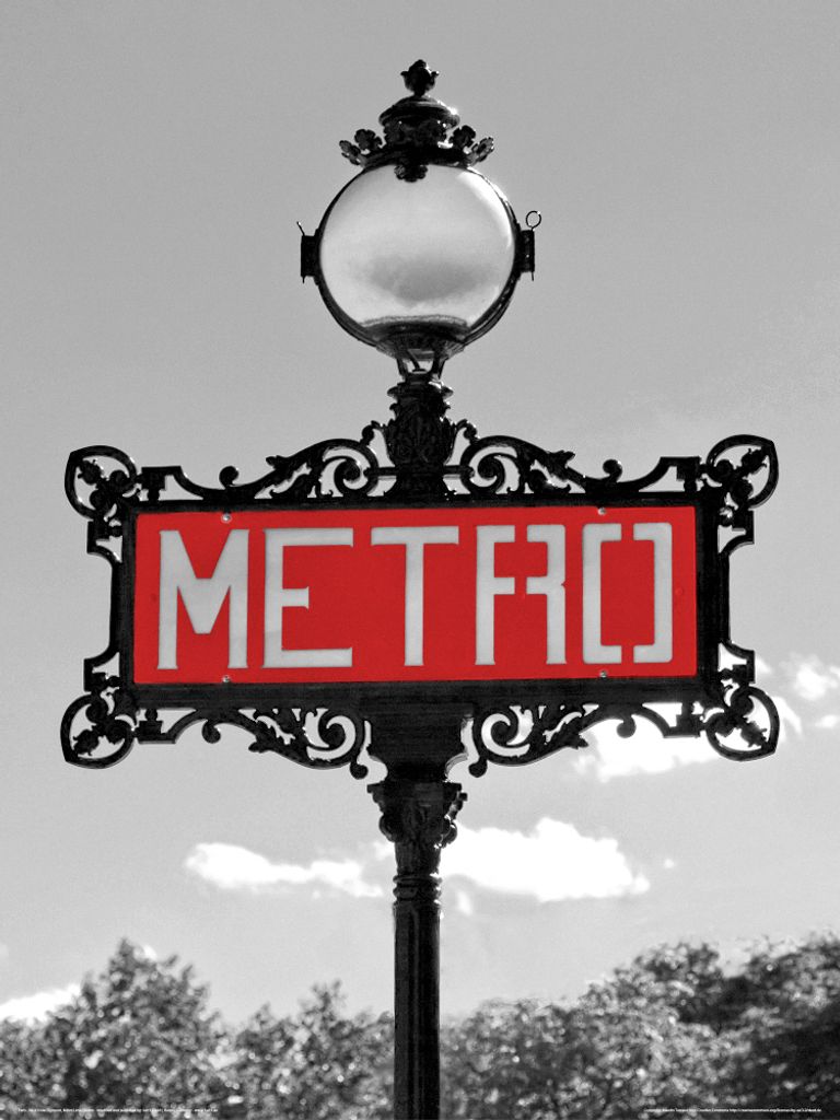 Paris Kunstdruck Bild - Val D'Osne Jugendstil Schild, Iéna Métro Station (80 x 60 cm)