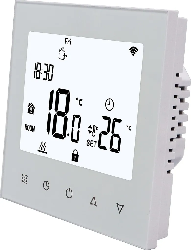 Thermostat d'Ambiance Programmable WiFi 230V Blanc avec Boîtier de 8mm