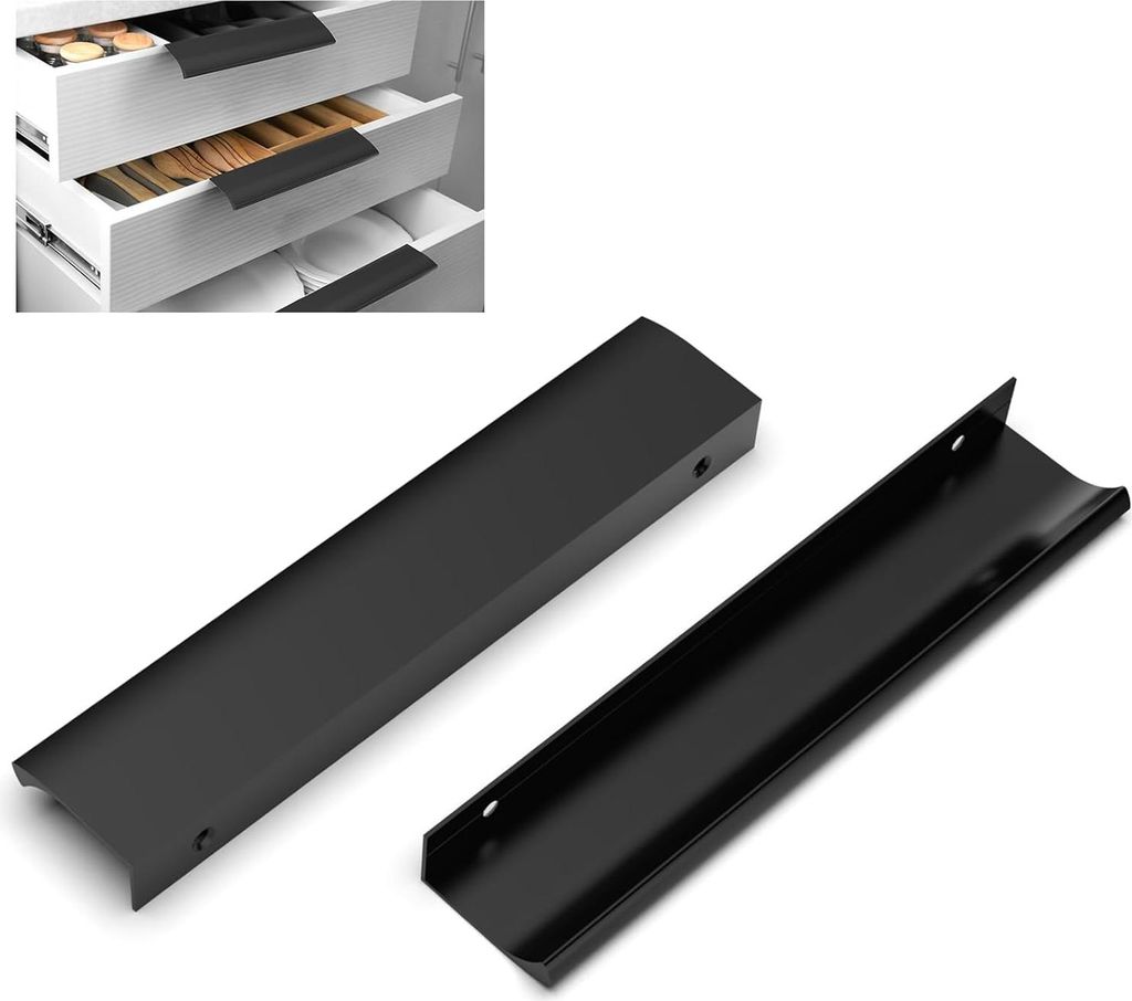 Moderne Möbelgriffe - 10 Stück - matt schwarz - Aluminium