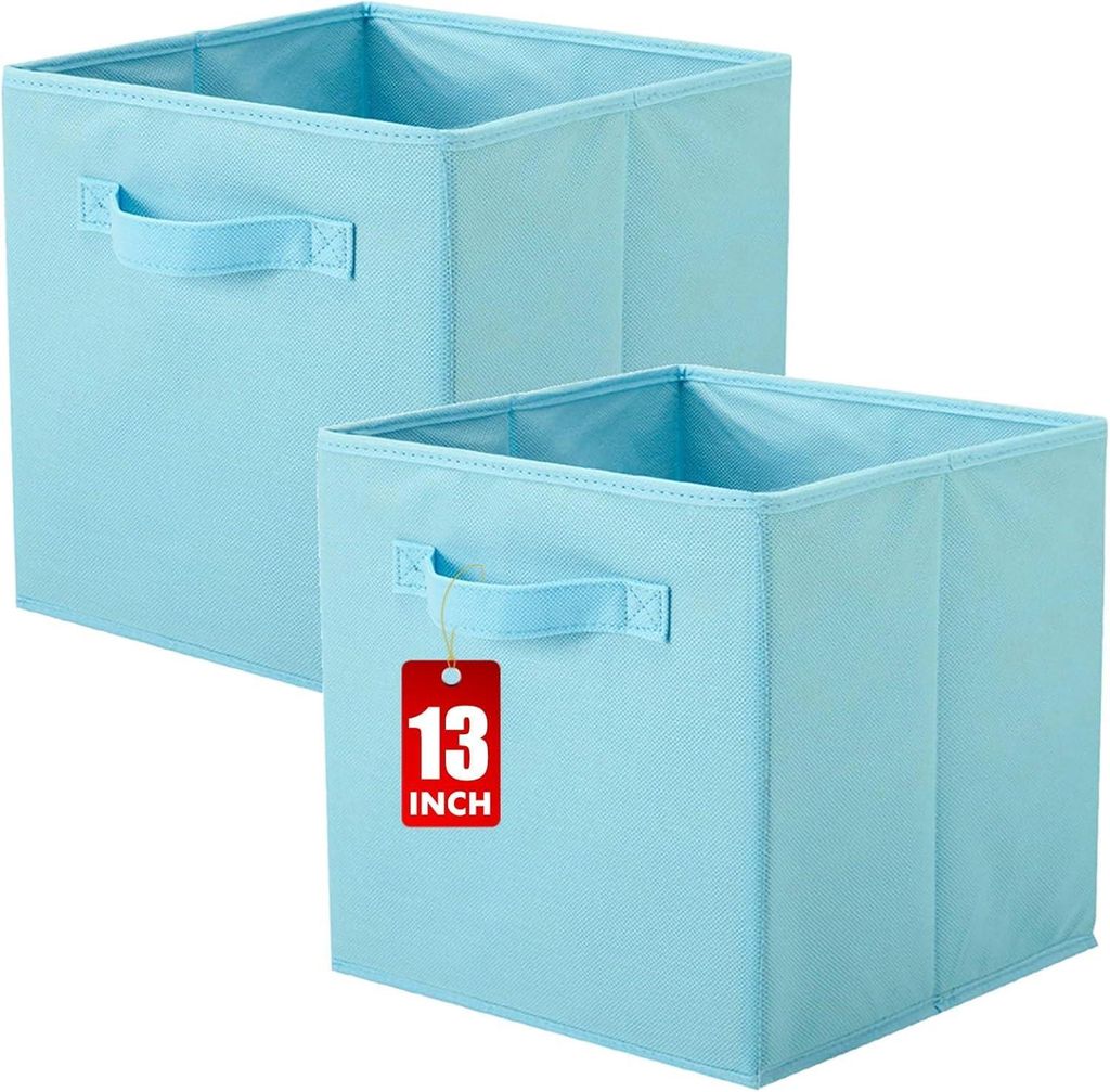 Stoffaufbewahrungsboxen, 2 Stück, faltbare Aufbewahrungswürfel, würfelförmige Aufbewahrungsboxen, 33 x 33 x 33 cm
