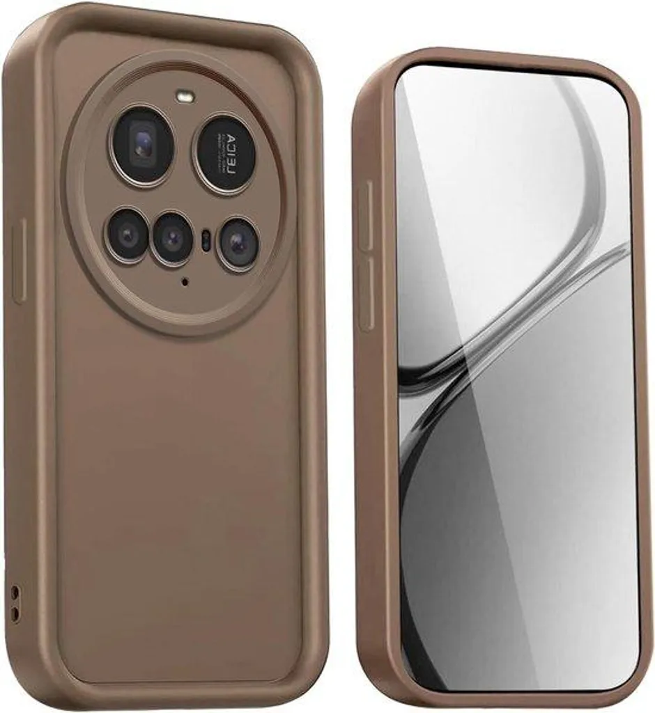 Étui de protection smartphone 5G silicone marron et protection d'écran