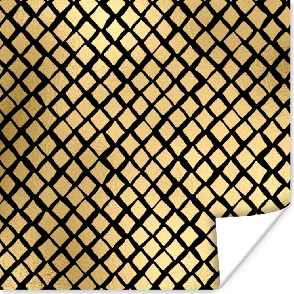 MuchoWow Poster Muster - Gold - Kariert 30x30 cm - Wandposter - Printing