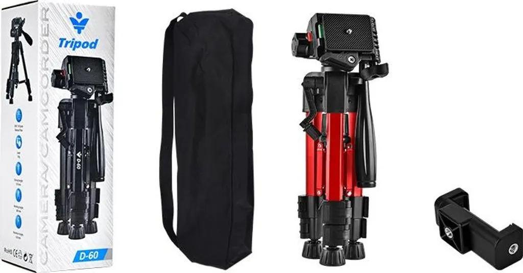 Trépied Téléphone Stable Rouge 63cm Aluminium : Fini les Vidéos Floues