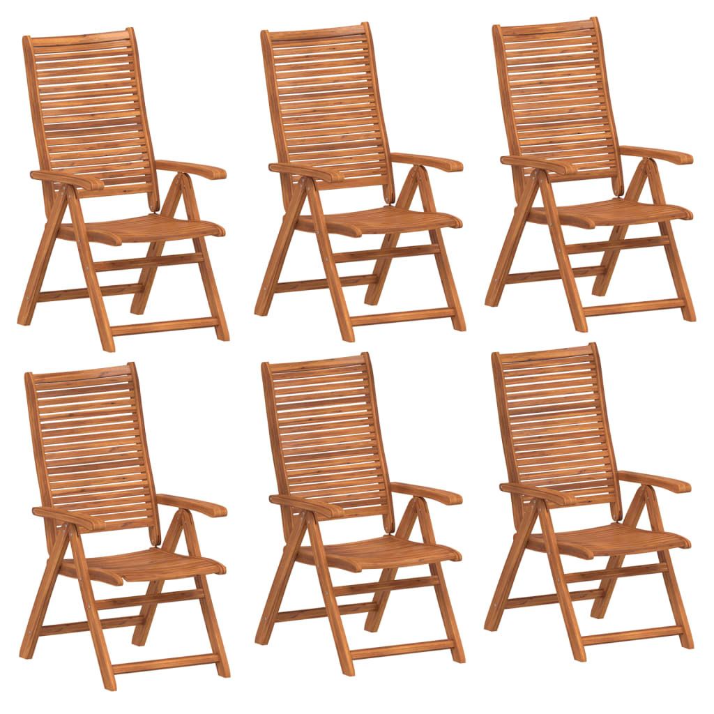vidaXL Gartenstühle 6 Stk. Verstellbar 56x72x107 cm Massivholz Akazie