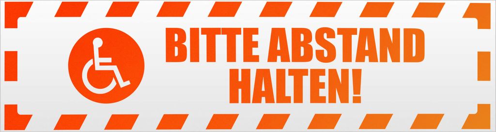 Bitte Abstand halten! Motiv 2 gestreift Magnetschild Schild magnetisch - 20cm Neonorange - Magnetfolie für Auto PKW Kfz