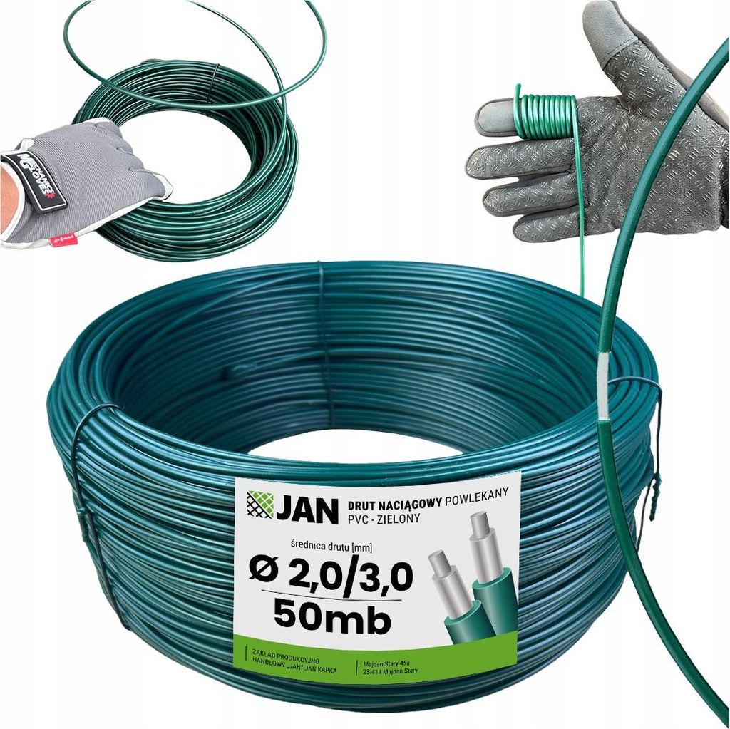 Spanndraht Draht - Draht Beschichtet - Grün - 50 M - 3,0 Mm - Korrosionsbeständig