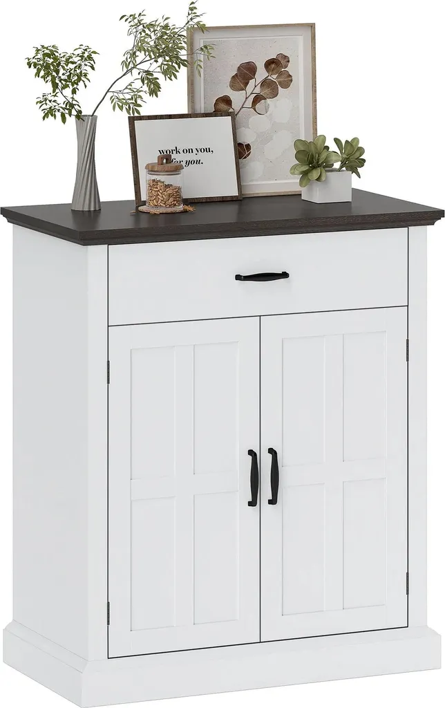 Buffet Blanc à 2 Portes et 1 Tiroir - Dimensions 75,2 x 40 x 91,5 cm