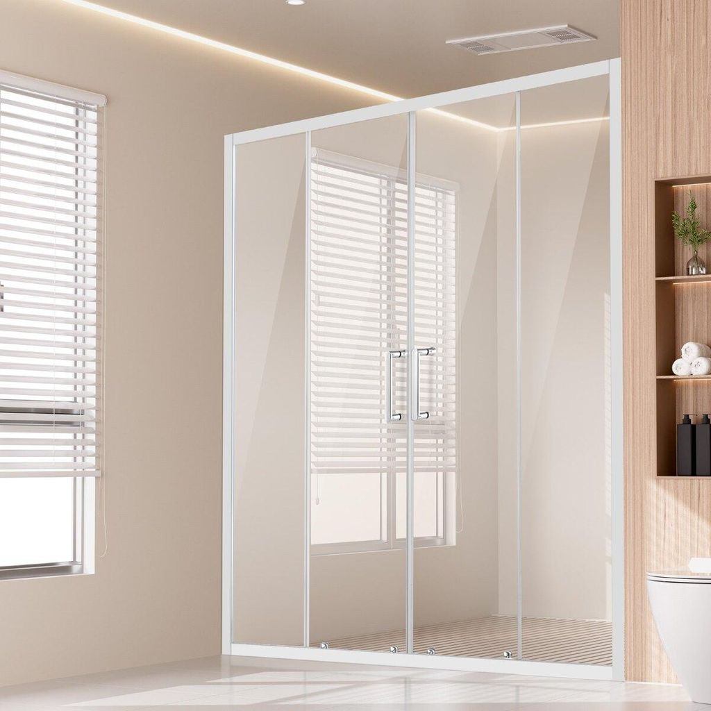 Semi-frameless Double Sliding Shower Door SGCC Tempered Glass 1/4" Chrome