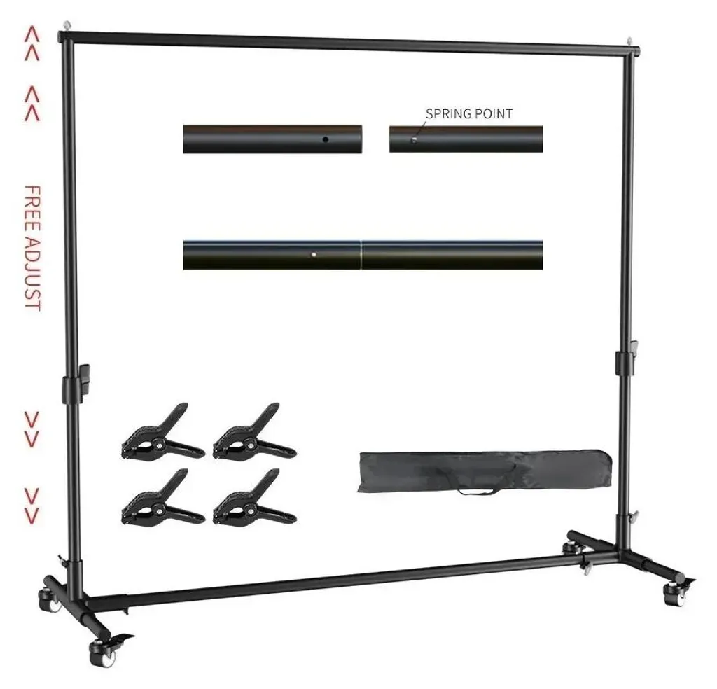 Support d'arrière-plan réglable 2x3m en aluminium léger sans pied