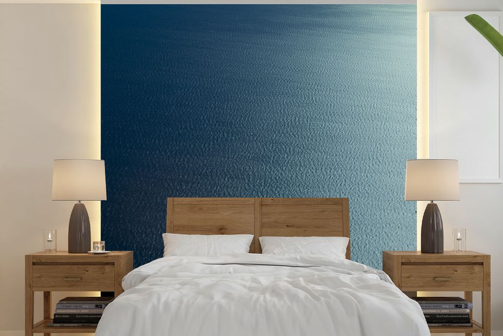 MuchoWow Fototapete für Wohnzimmer oder Schlafzimmer Wandtapete Vinyl Motivtapete Meer - Blau - Wellen - 220x220 cm - Tapeten