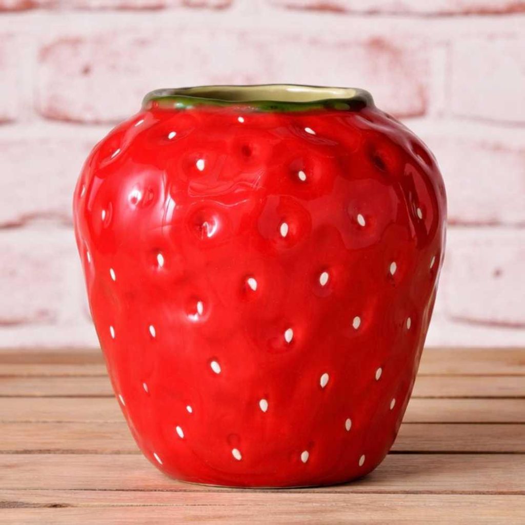 AltoBelli Vase BERRY Rot Keramik ERDBEERE 16x14 cm Blumenvase