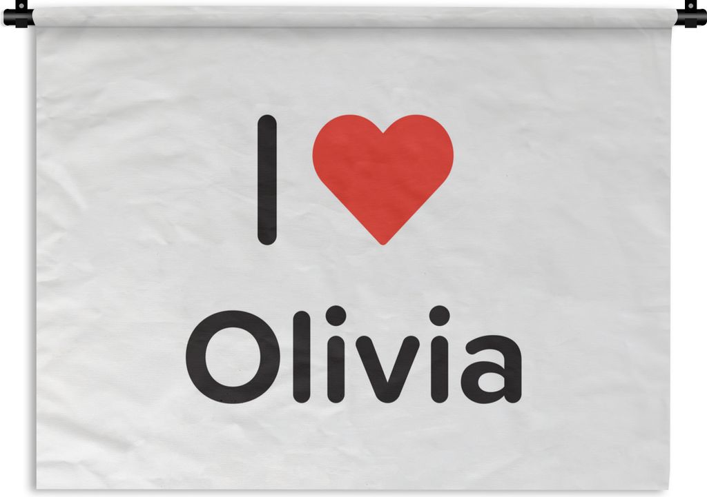 MuchoWow Wandteppich Wandbehang Ich liebe - Olivia - Mädchen 90x67.5 cm Tapisserie Dekoration Wandtuch - Fototeppich - Wand-Skulpturen