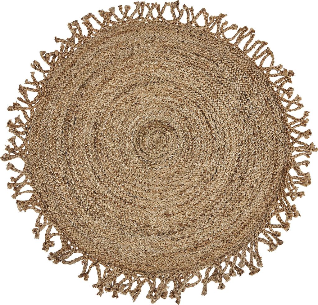 BELIANI Teppich beige Jute 120 cm rund Wohnzimmer Schlafzimmer Flur