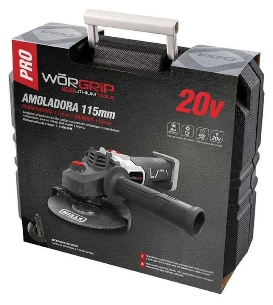 Meuleuse Worgrip 20V Lithium Pro 115mm compacte et ergonomique - 6
