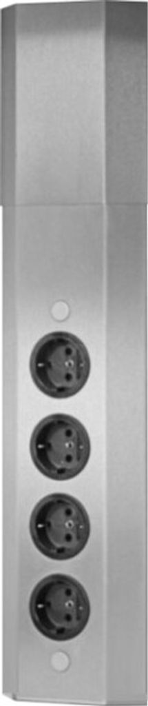 A vertical power strip with four outlets.