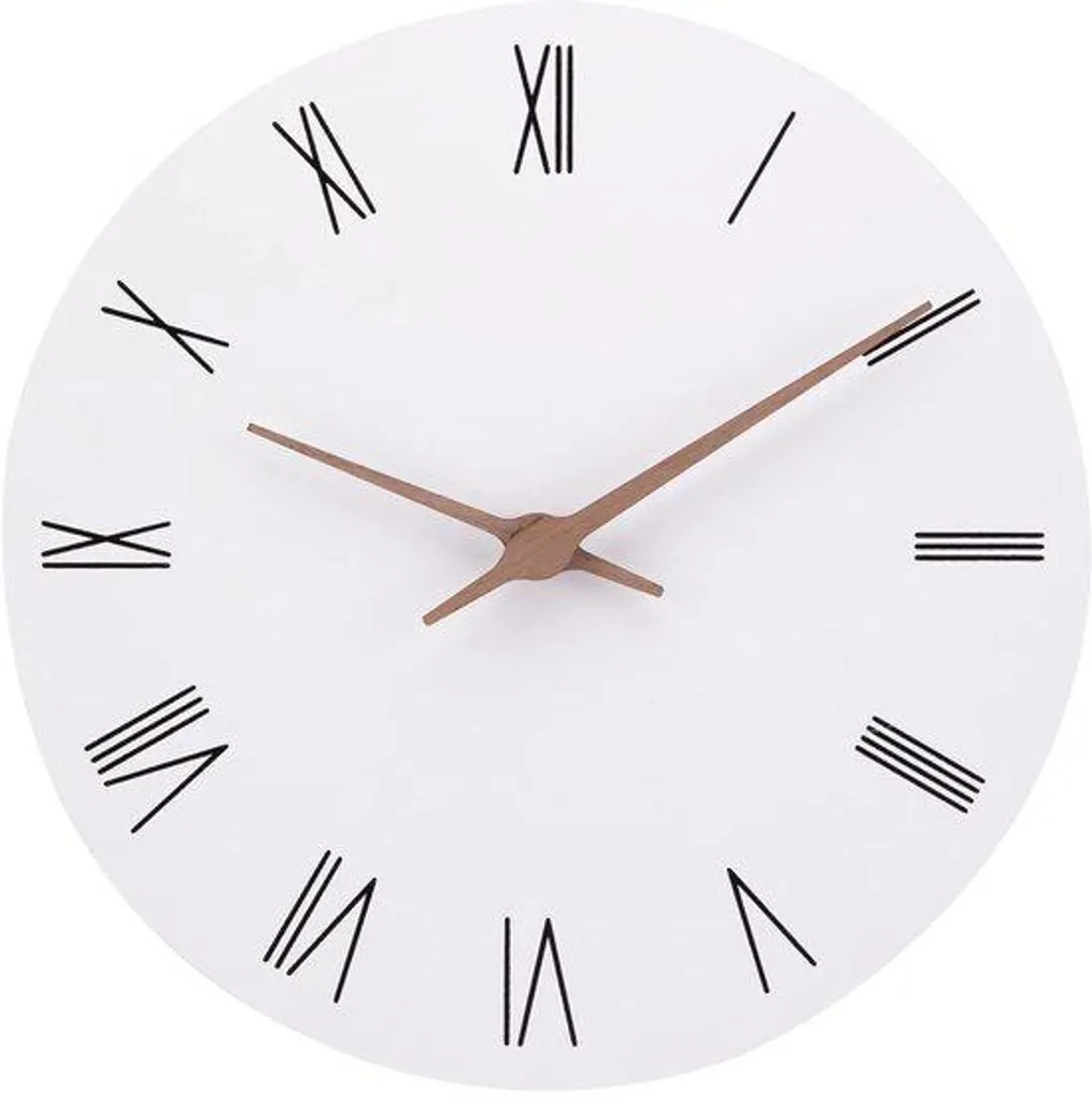 Horloge murale pour cuisine et chambre 30 cm MDF blanc design discret