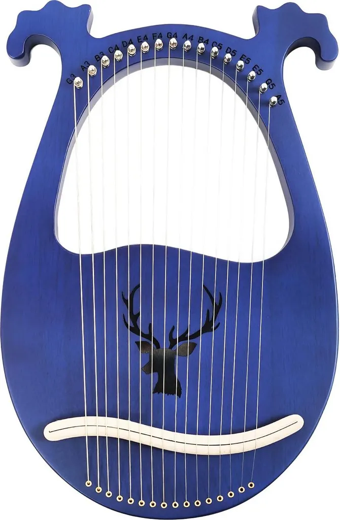 Instrument de Musique Lyre en Bois d'Acajou 16 Cordes Finition Grise