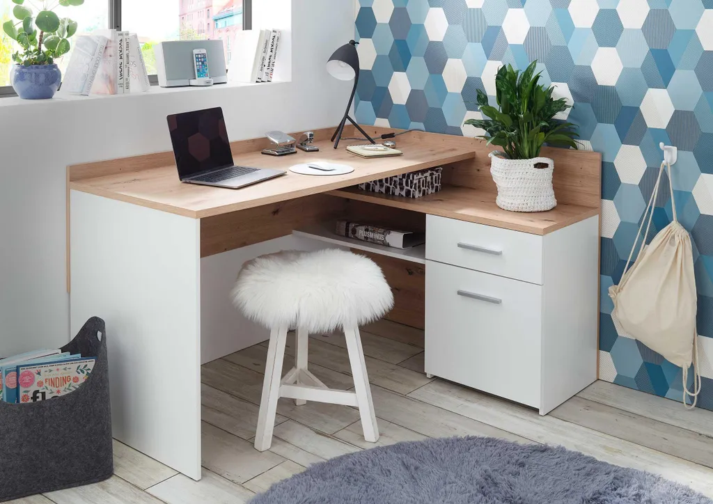 Bureau d'angle Morkov : Solution Gain de Place pour Petit Espace L120 - 3