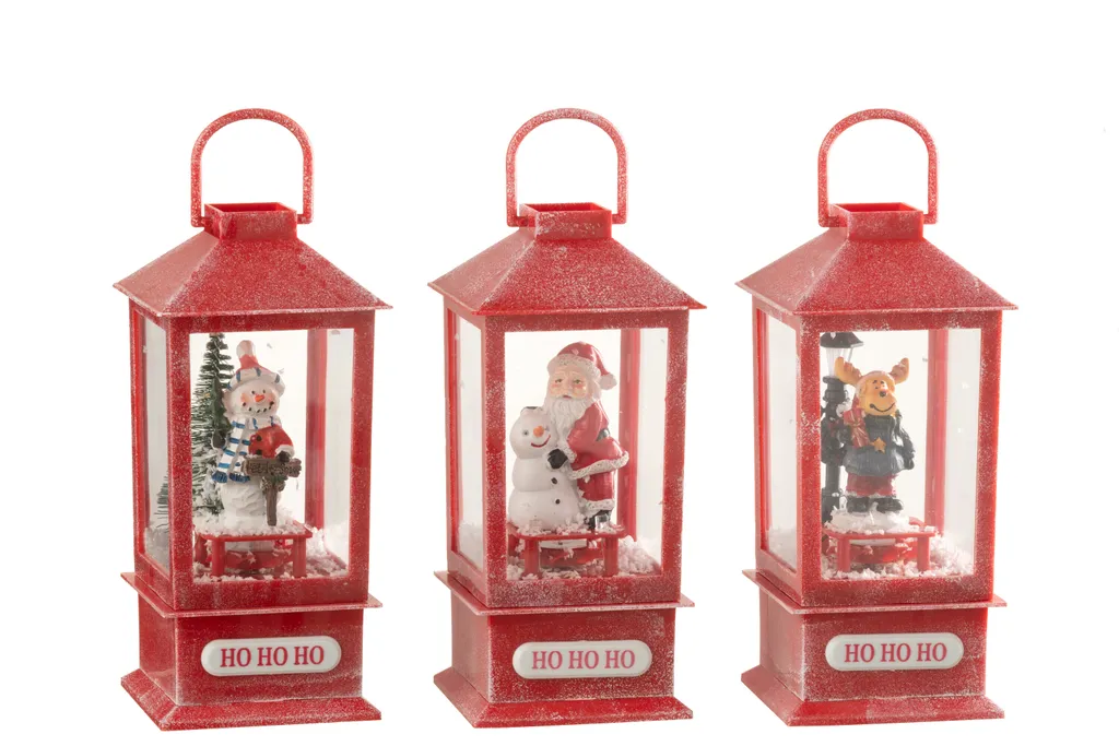 Lanterne boule à neige J-Line LED Noël en résine 3 modèles assortis