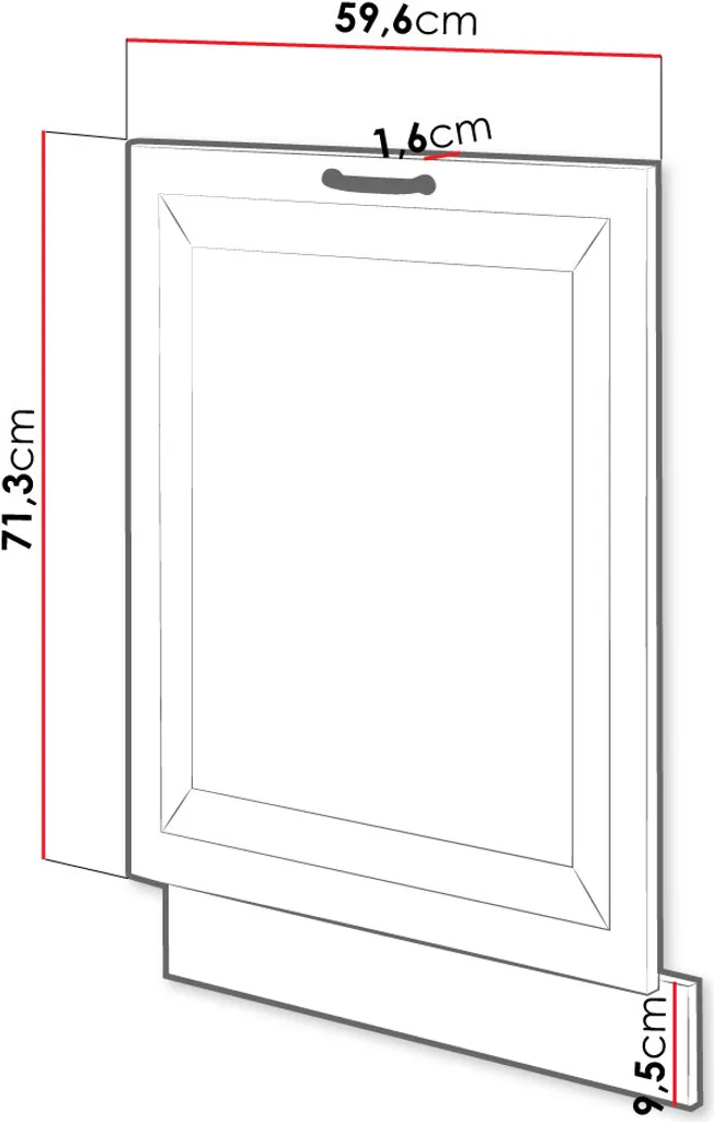Porte pour meuble de cuisine FRYZIA blanche 713x596 mm idéale rénovation