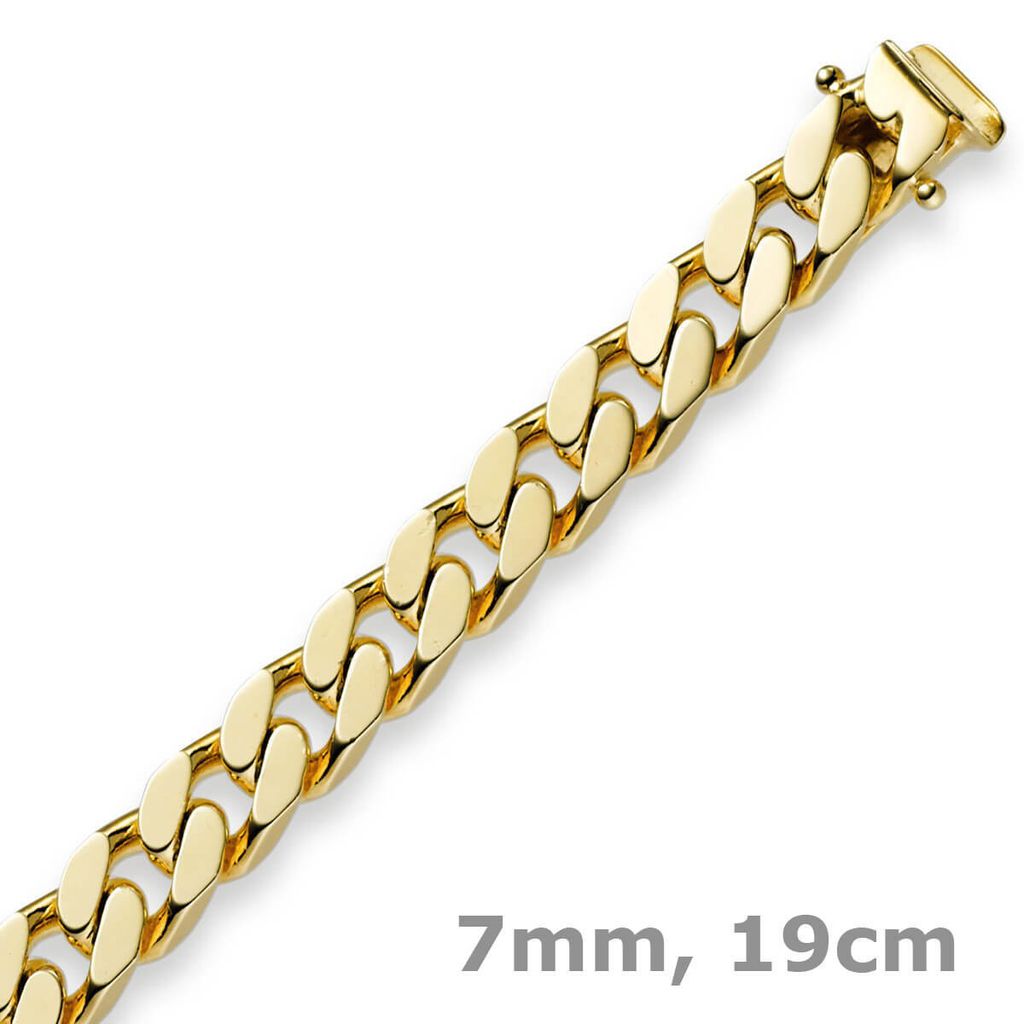 7mm Armband Armkette Panzerarmband 750 Gold Gelbgold 19cm Herren Goldarmband